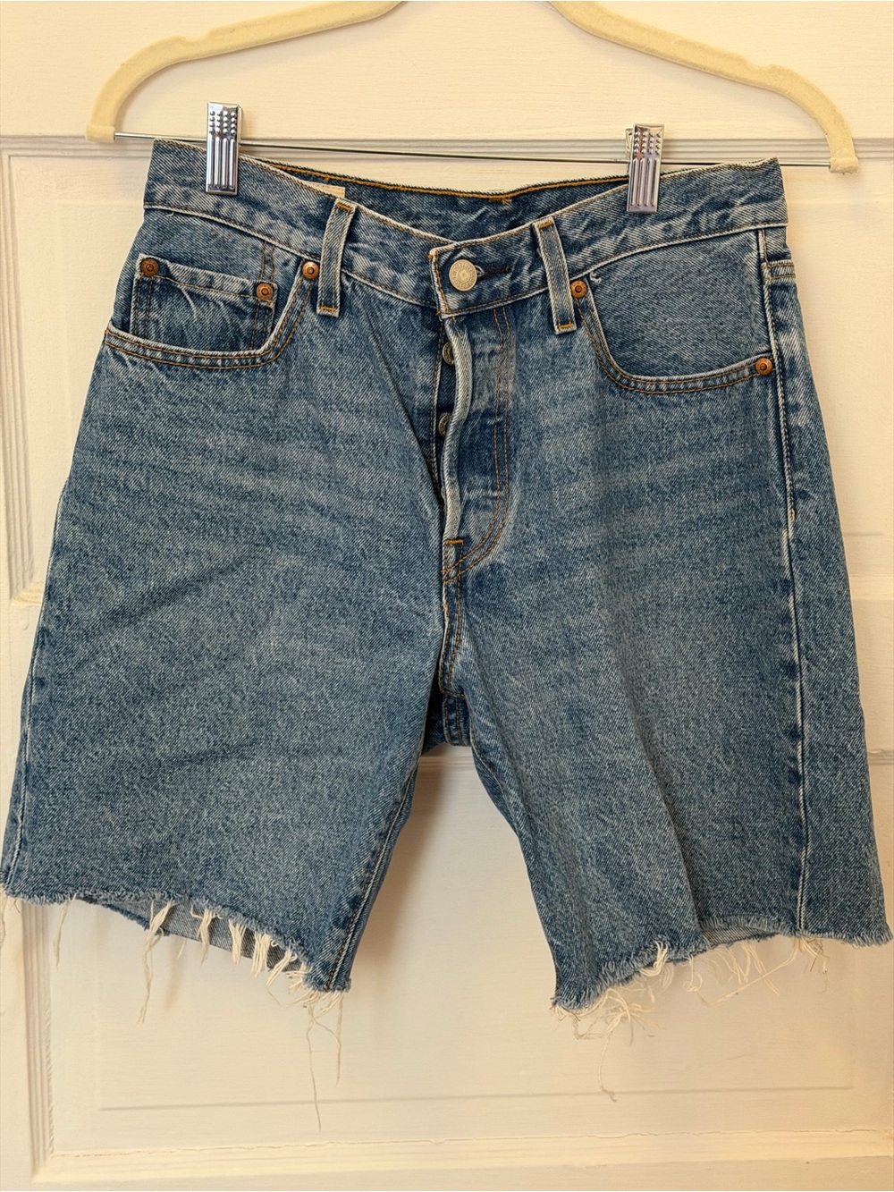Levi's Medium Blue High Waist Cutoff 501 Denim Shorts